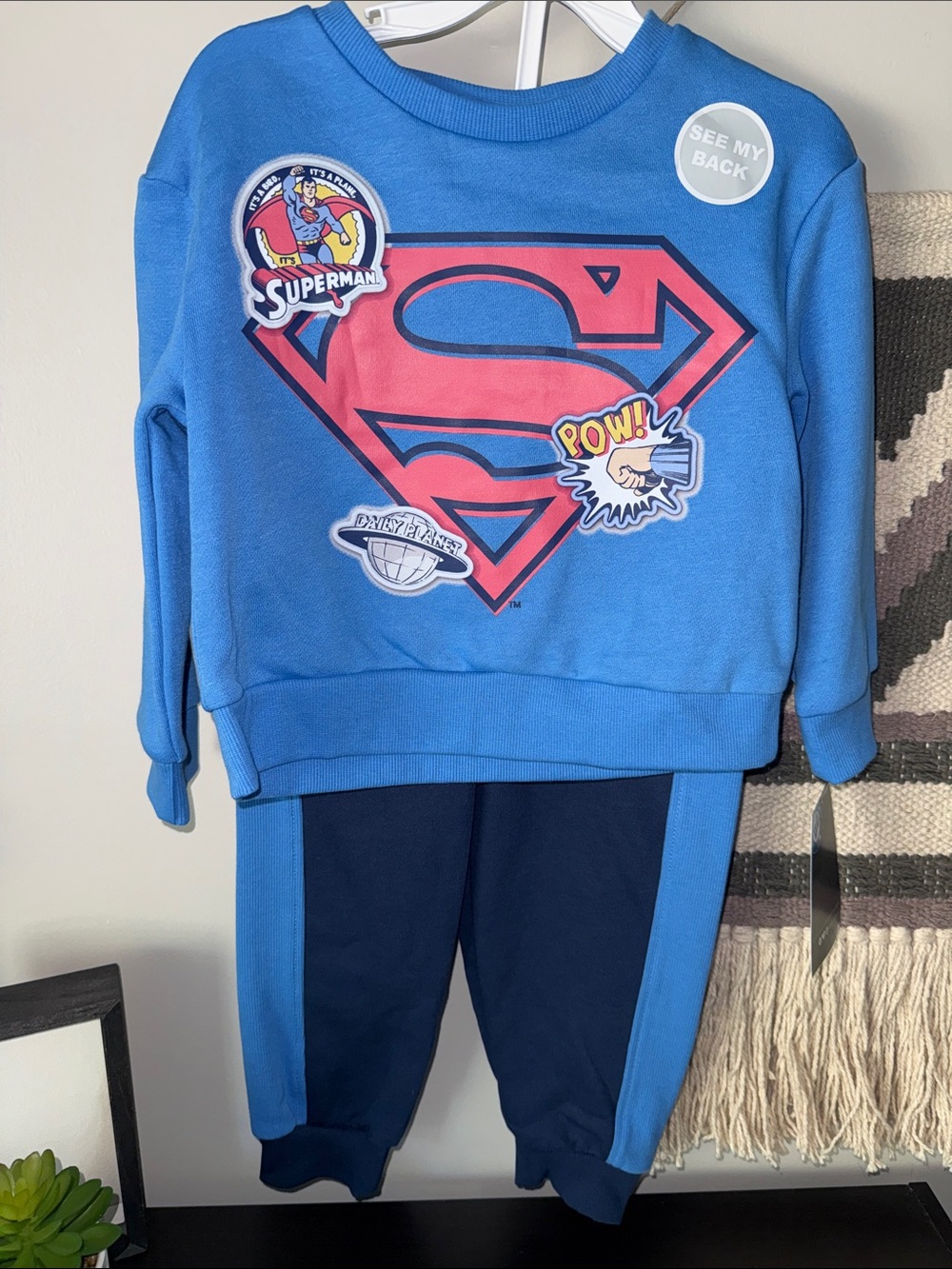 DC Comics Blue Superman Sweatshirt and Navy Joggers Set
